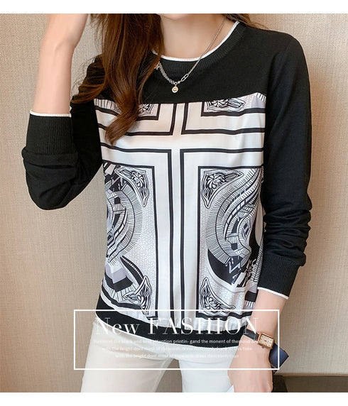 Printed Long Sleeve Casual Top for Women
