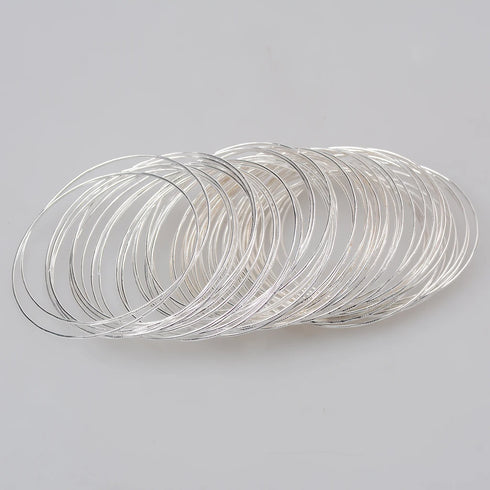 50 Bulk Ultrathin Silver Colour Bangle Bracelets