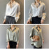 Spring Fashion Button Up Silk Shirt Vintage Blouse Women Satin Tops Office Lady Elegant Long Sleeves Female Loose Shirts 11355