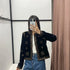 Women's Velvet Short Cardigan with Embroidery and Sequins