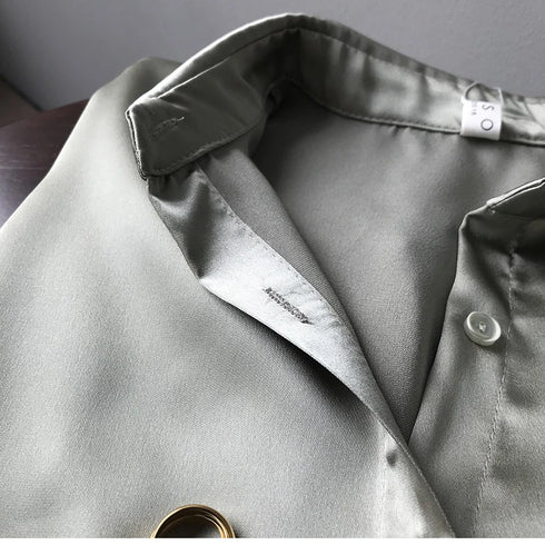 Spring Fashion Button Up Silk Shirt Vintage Blouse Women Satin Tops Office Lady Elegant Long Sleeves Female Loose Shirts 11355
