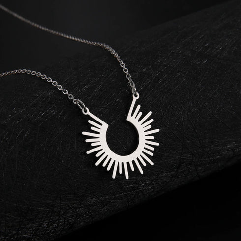 Sun Ray Pendant Necklace in Gold