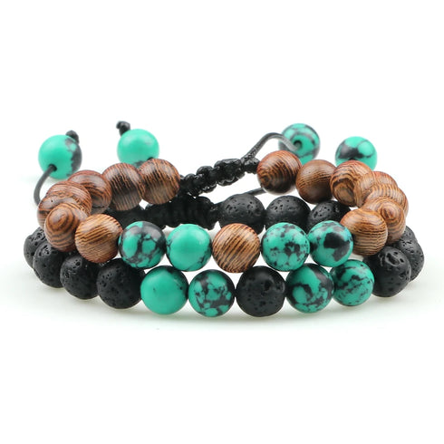Adjustable Braided Natural Stone Beads Bracelets for Couples