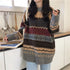 Vintage Striped Loose Pullover Sweater for Women