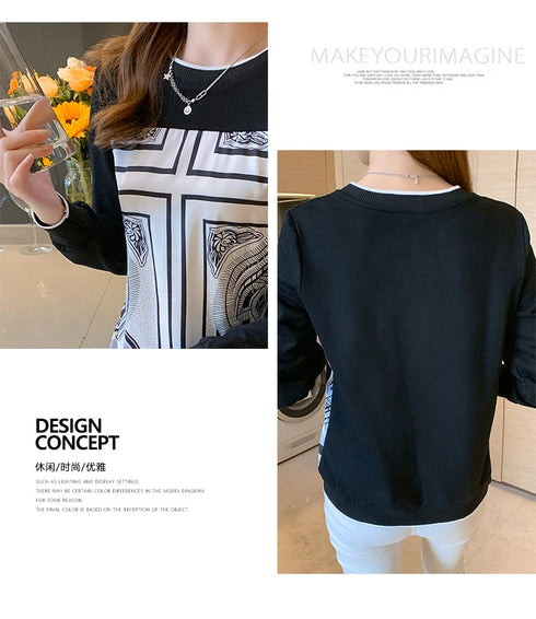 Printed Long Sleeve Casual Top for Women