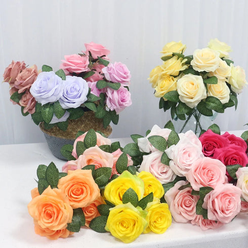 34cm Silk Rose Artificial Flower Bouquet - 5 Heads