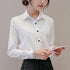 GAOKE OL Work Wear White Blue Blouse Long Sleeve Turn-down Collar Formal Elegant Female Shirt Ladies Tops School