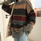 Vintage Striped Loose Pullover Sweater for Women