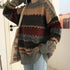 Vintage Striped Loose Pullover Sweater for Women
