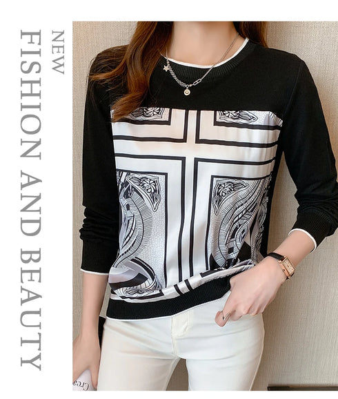 Printed Long Sleeve Casual Top for Women