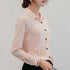 GAOKE OL Work Wear White Blue Blouse Long Sleeve Turn-down Collar Formal Elegant Female Shirt Ladies Tops School