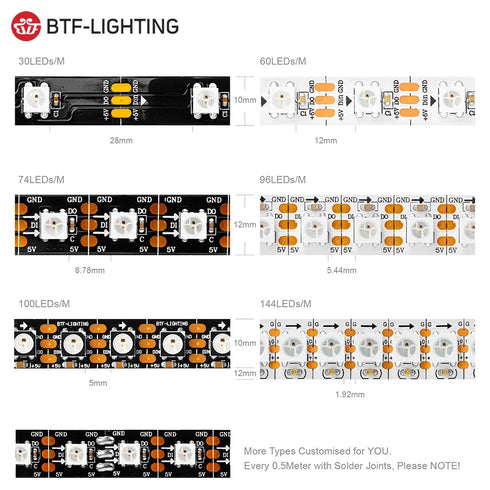 Individually Addressable WS2812B LED Strip Lights