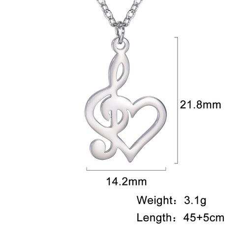Lemegeton Stainless Steel Music Necklace Pendant for Women