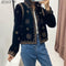 Women's Velvet Short Cardigan with Embroidery and Sequins