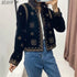 Women's Velvet Short Cardigan with Embroidery and Sequins