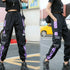 Women's Casual Cargo Joggers - Black & White