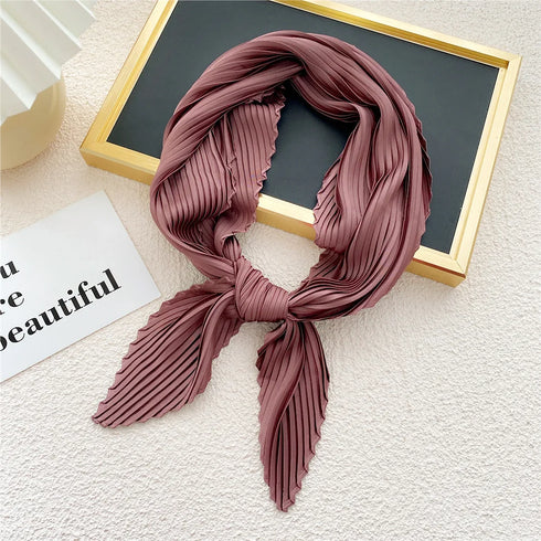 Pleated Print Silk Scarf - 70x70cm