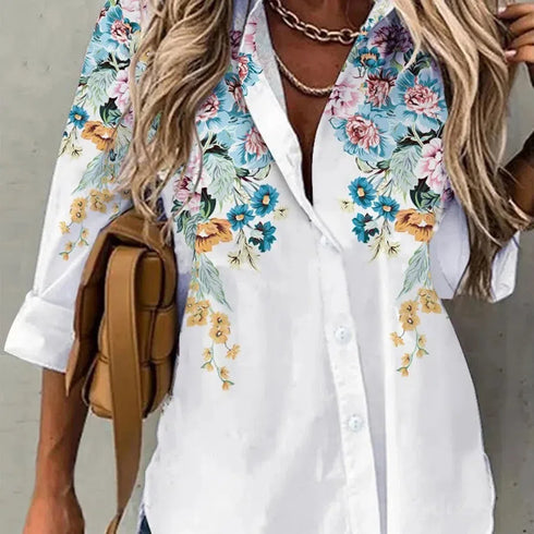 Casual Long Sleeve Printed Blouse for Women
