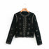 Women's Velvet Short Cardigan with Embroidery and Sequins