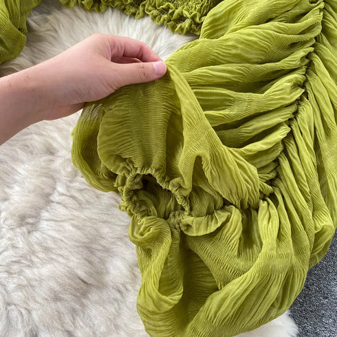 Elegant V-Neck Puff Sleeve Chiffon Blouse