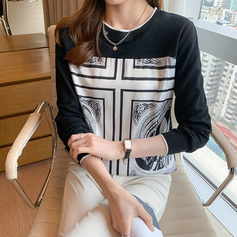 Printed Long Sleeve Casual Top for Women