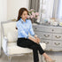GAOKE OL Work Wear White Blue Blouse Long Sleeve Turn-down Collar Formal Elegant Female Shirt Ladies Tops School