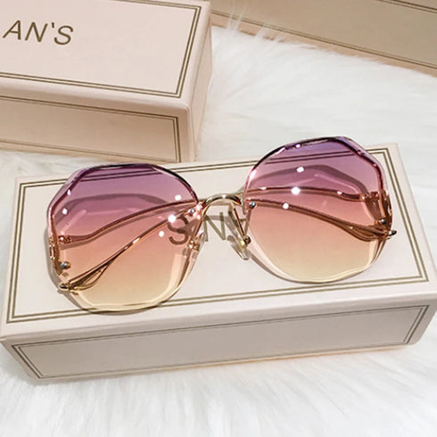 Luxury Round Gradient Sunglasses for Women - UV400 Protection