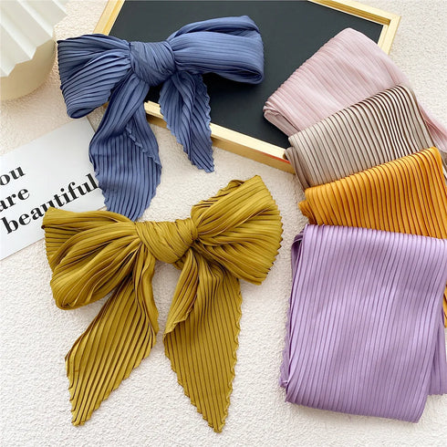 Pleated Print Silk Scarf - 70x70cm