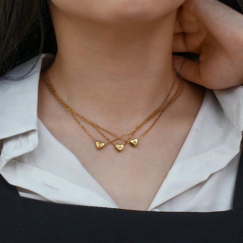 E.B.belle Minimalist Small Love Initial Necklace Jewelry 18k Gold Plated Heart Pendant for Elegant Personal Touch