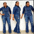 Women's Flared Denim Jeans with Ripped Detail