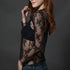 Sheer Long Sleeve Lace Turtleneck Top in Black and White