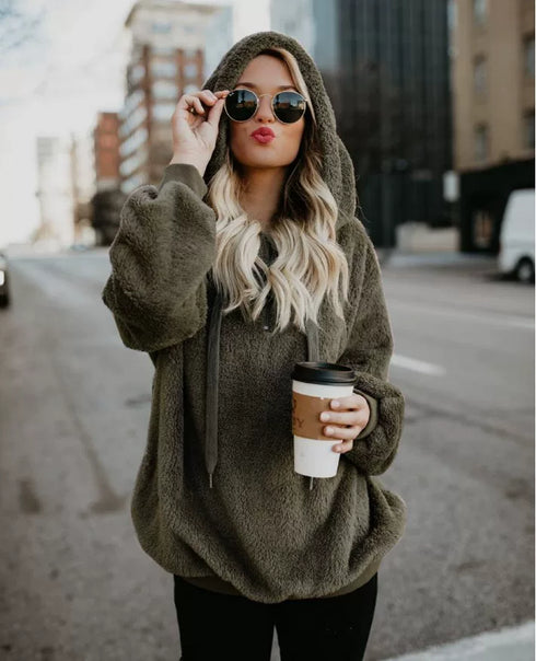 Women's Hooded Long-Sleeved Sweater Coat