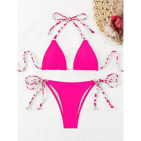 Halter Neck Micro Thong Bikini Set