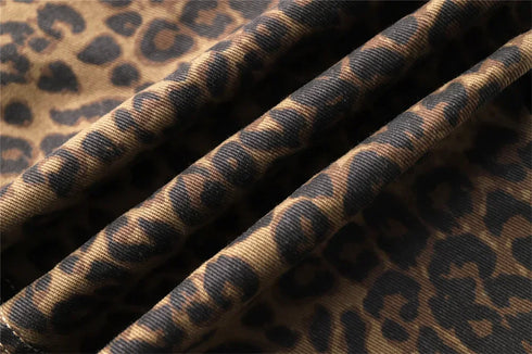 High Waisted Leopard Print Jeans for Women