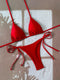 Red Neck Hanging Bikini Swimsuit Set