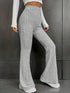 Women's Plus Size Ribbed Flare Leg Pants - Grey