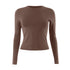 Womens Long Sleeve Bodycon Crop Top - Solid Colours
