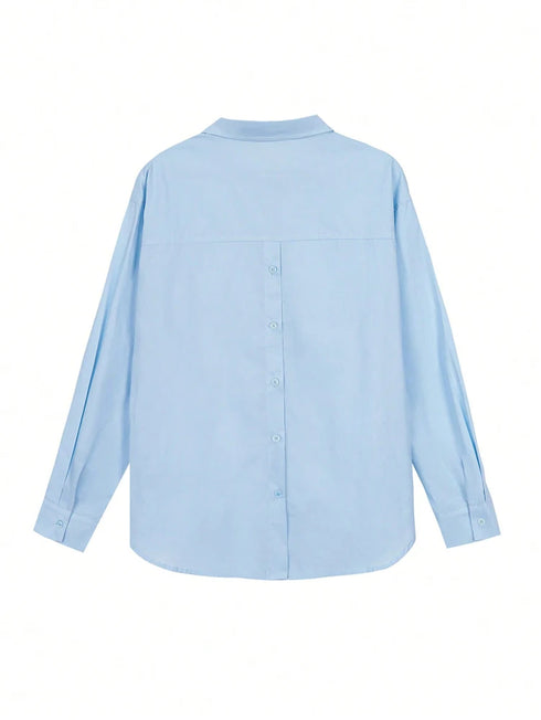 Spring/Summer 2026 New Arrivals Women's Casual Resort Solid-Colour Back-Button Shirt Fashion Streetwear Everyday Wear