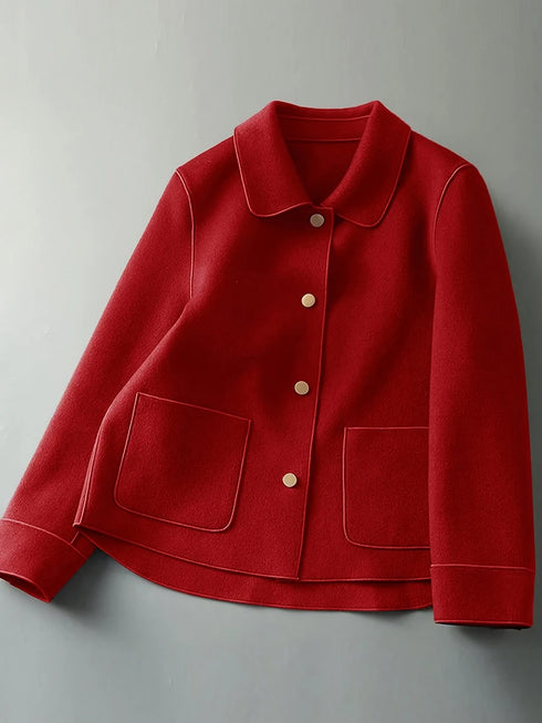 Classic Solid Woolen Coat for Women