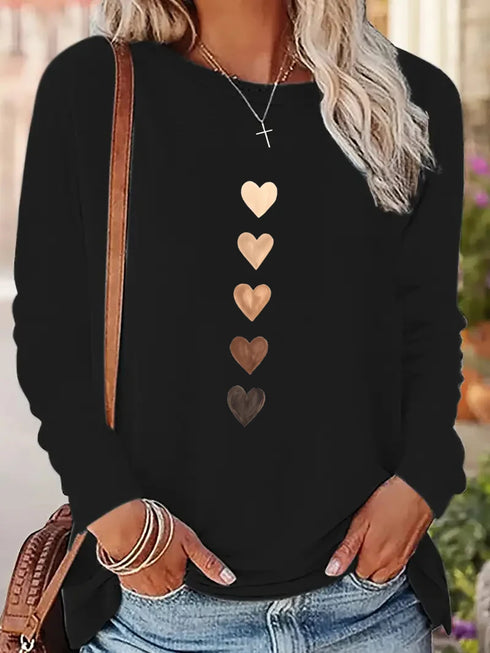 Y2K Love Heart Printed Long Sleeve T-Shirt