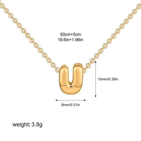 3D Bubble Initial A-Z Mini Necklace - Gold Plated