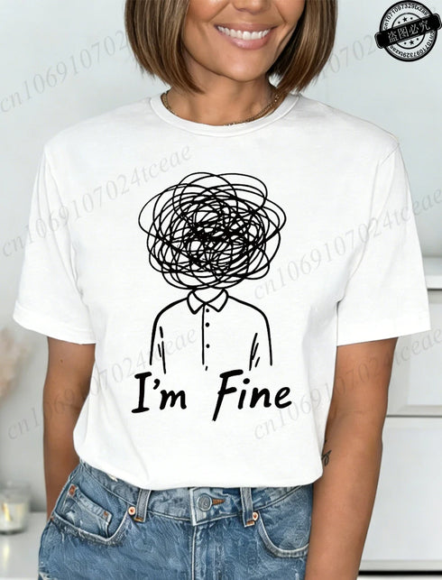 Harajuku I'm Fine Graphic T-Shirt for Women