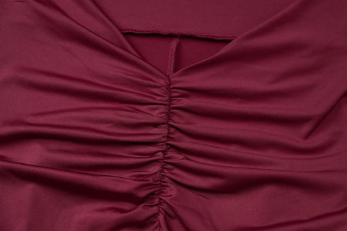 Dulzura Backless Lace-Up Flared Jumpsuit in Wine Red