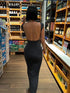 Elegant Backless Maxi Dress for Women - Slim Fit Bodycon Streetwear