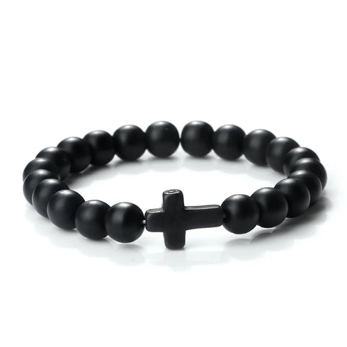Jesus Cross Natural Stone Bracelet for Men