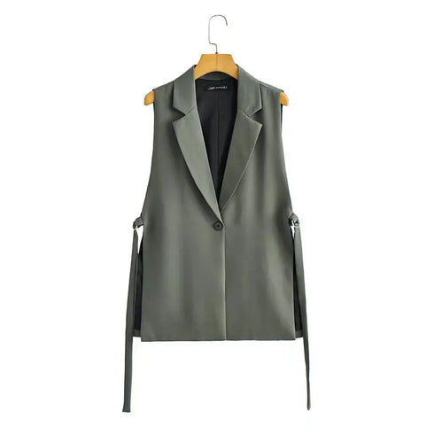 Chic Vintage Women's Sleeveless One-Button Waistcoat