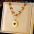 DIEYURO Double-layer Red Heart Necklace