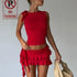 Weird Puss Women 2-Piece Pleated Mini Skirt & Tank Top Set