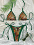 Green Border Leopard Print Bikini Swimsuit