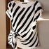 Korean Striped Short Sleeve Blouse for Women